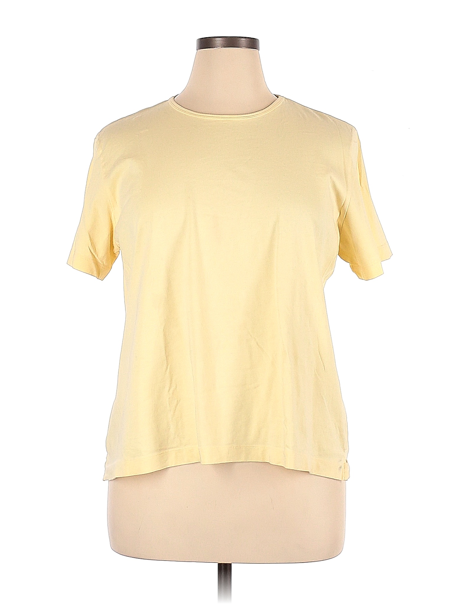 Lands' End 100% Cotton Solid Colored Yellow Short Sleeve T-Shirt Size ...