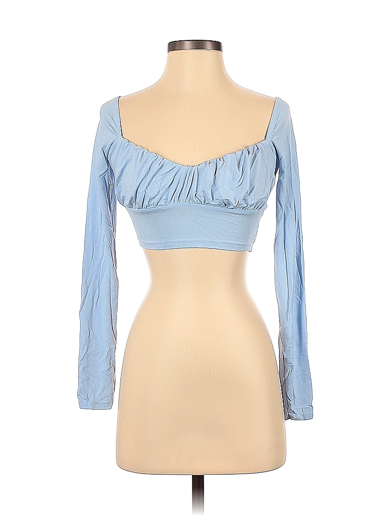PrettyLittleThing Blue Long Sleeve Top Size 2 - 77% off