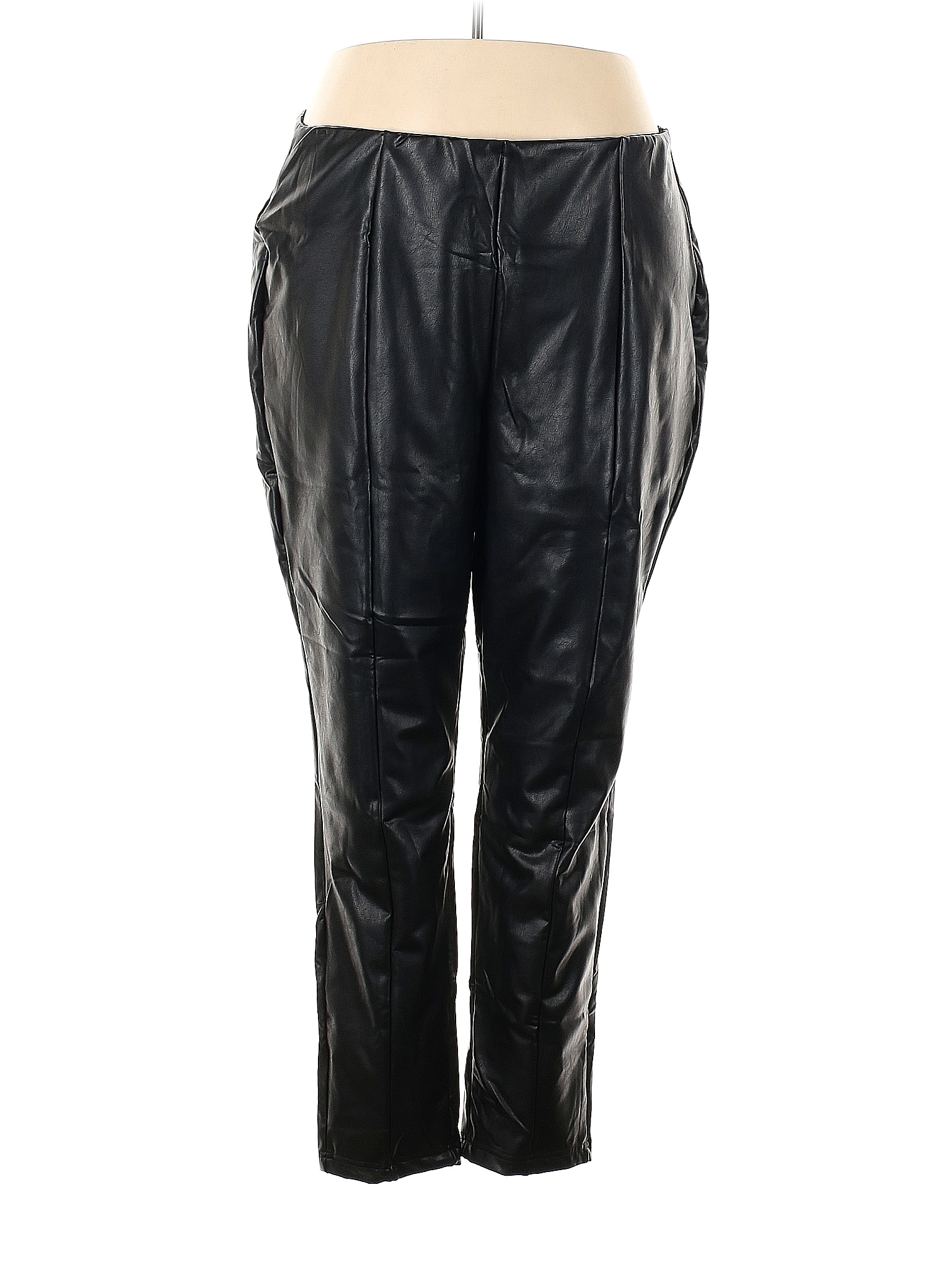 Ashley Stewart 100% Polyurethane Solid Black Faux Leather Pants Size 26 ...