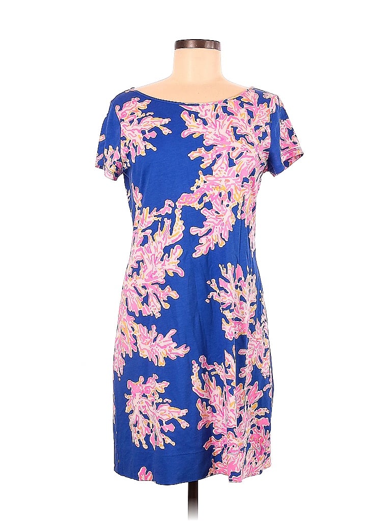 Lilly Pulitzer 100 Pima Cotton Floral Blue Casual Dress Size M 69 Off Thredup