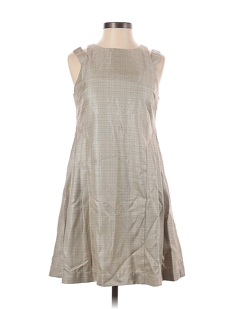 Dear Creatures Jacquard Grid Brocade Silver Ivory Casual Dress Size S - photo 1