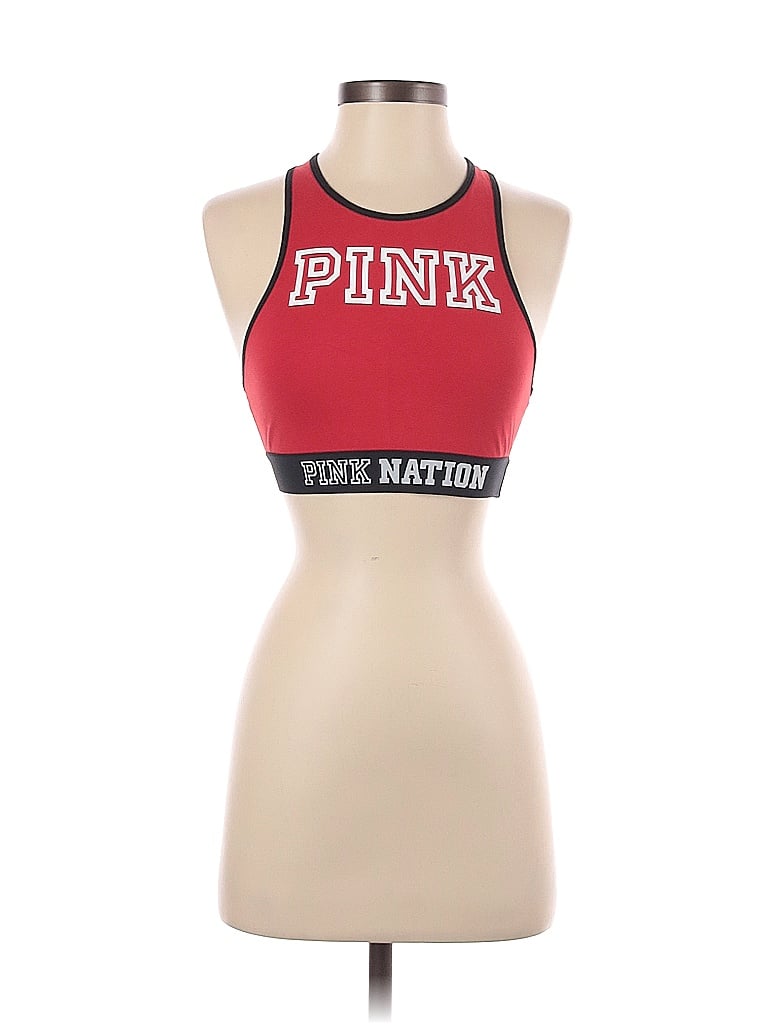 Victoria's Secret Pink Color Block Graphic Solid Red Sports Bra Size S -  63% off