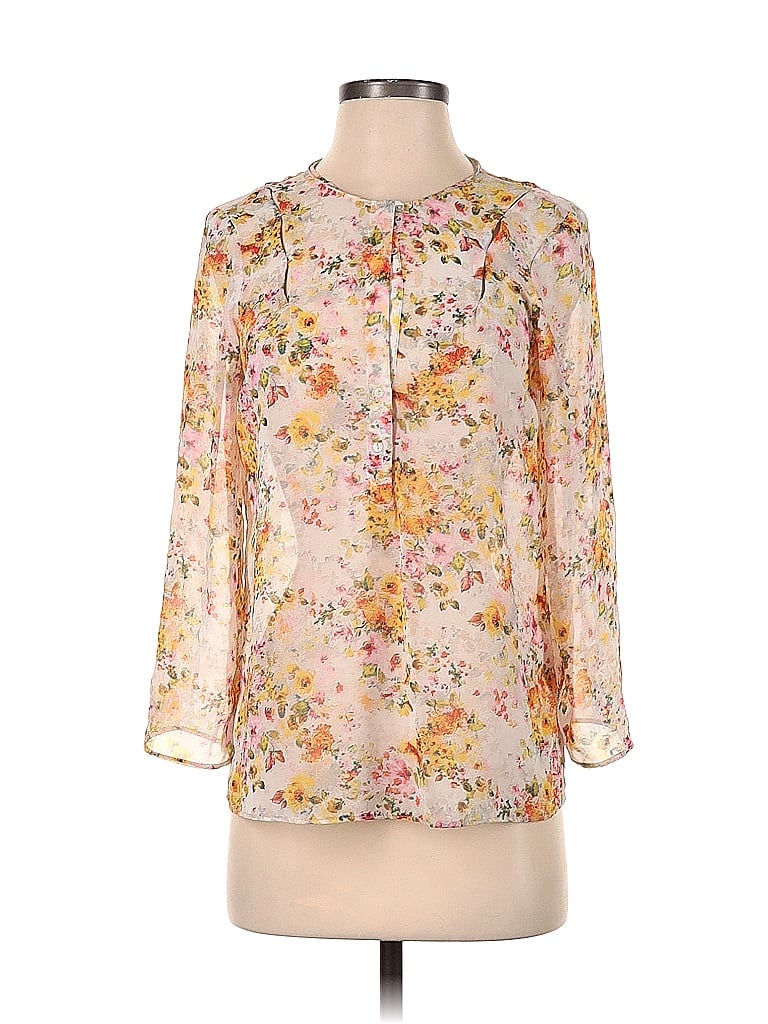 Zara Basic Floral Colored Orange Long Sleeve Blouse Size S - 76% off ...