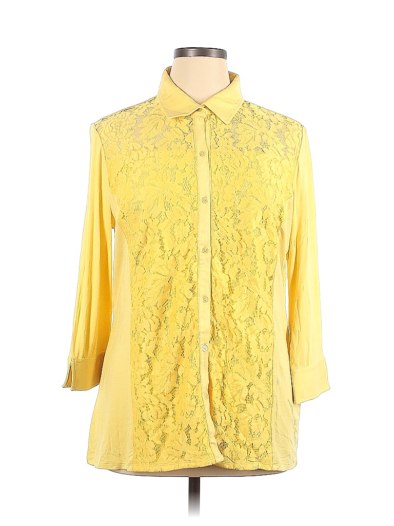 Metrostyle Solid Colored Yellow Long Sleeve Top Size Xl 77 Off Thredup