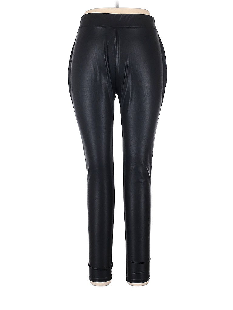 Ashley Stewart 100% Polyurethane Solid Black Faux Leather Pants Size 14 ...