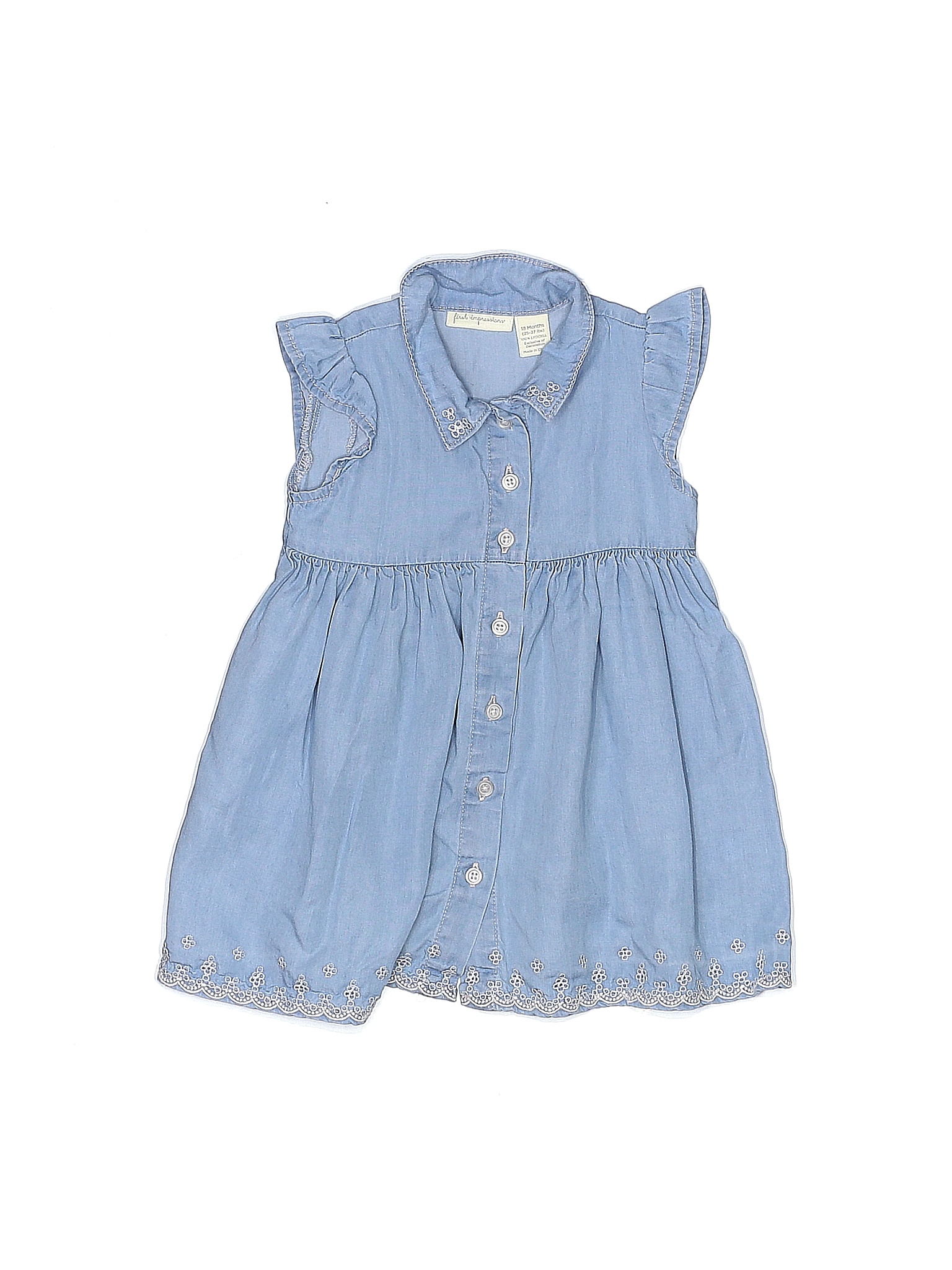 First Impressions 100 Lyocell Solid Blue Dress Size 18 mo 66 off