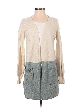 Madewell Edgewater Bubble-Sleeve Cardigan Sweater in Colorblock (view 1)