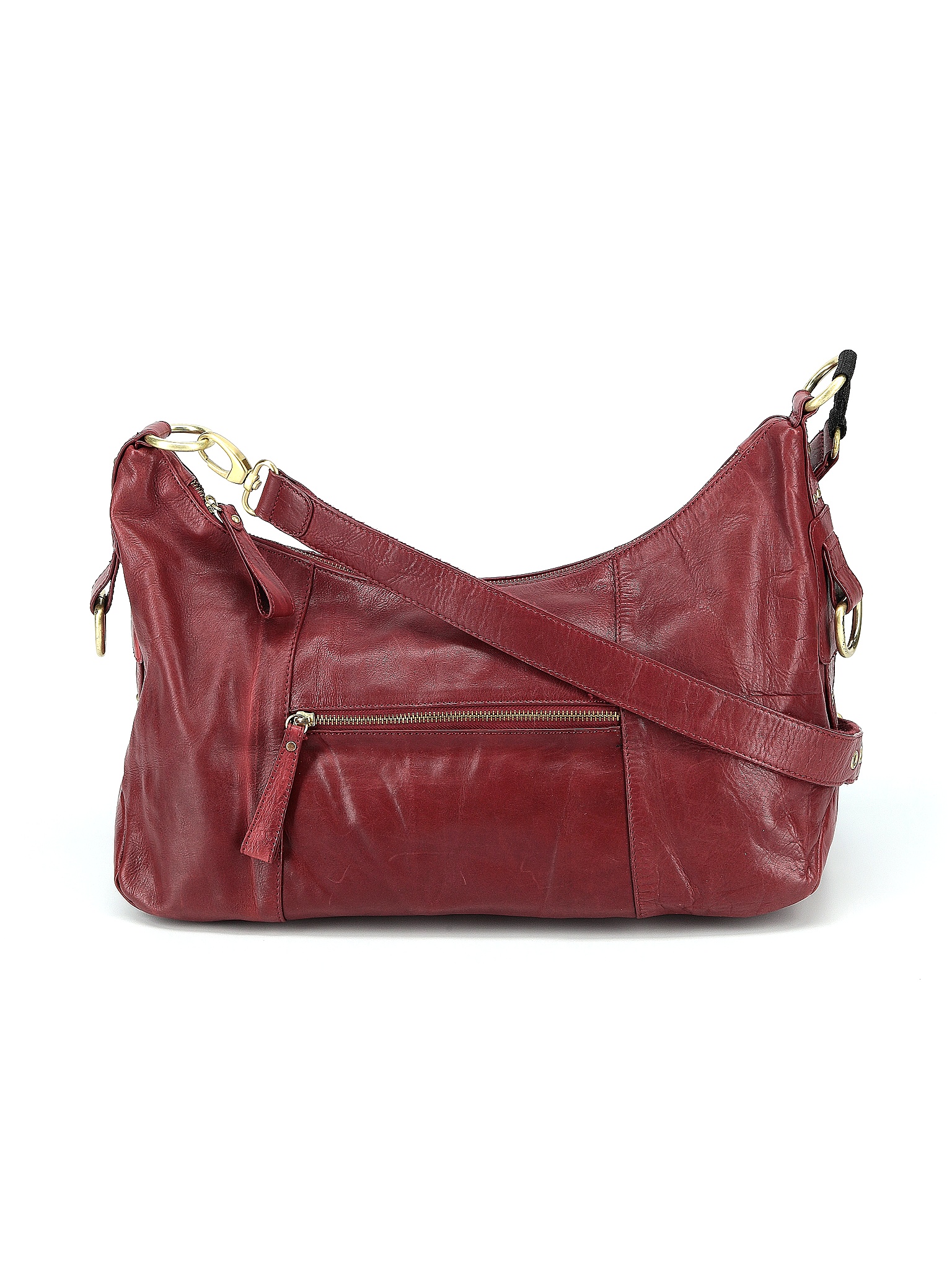 BCBGMAXAZRIA 100% Leather Solid Colored Burgundy Leather Crossbody Bag ...