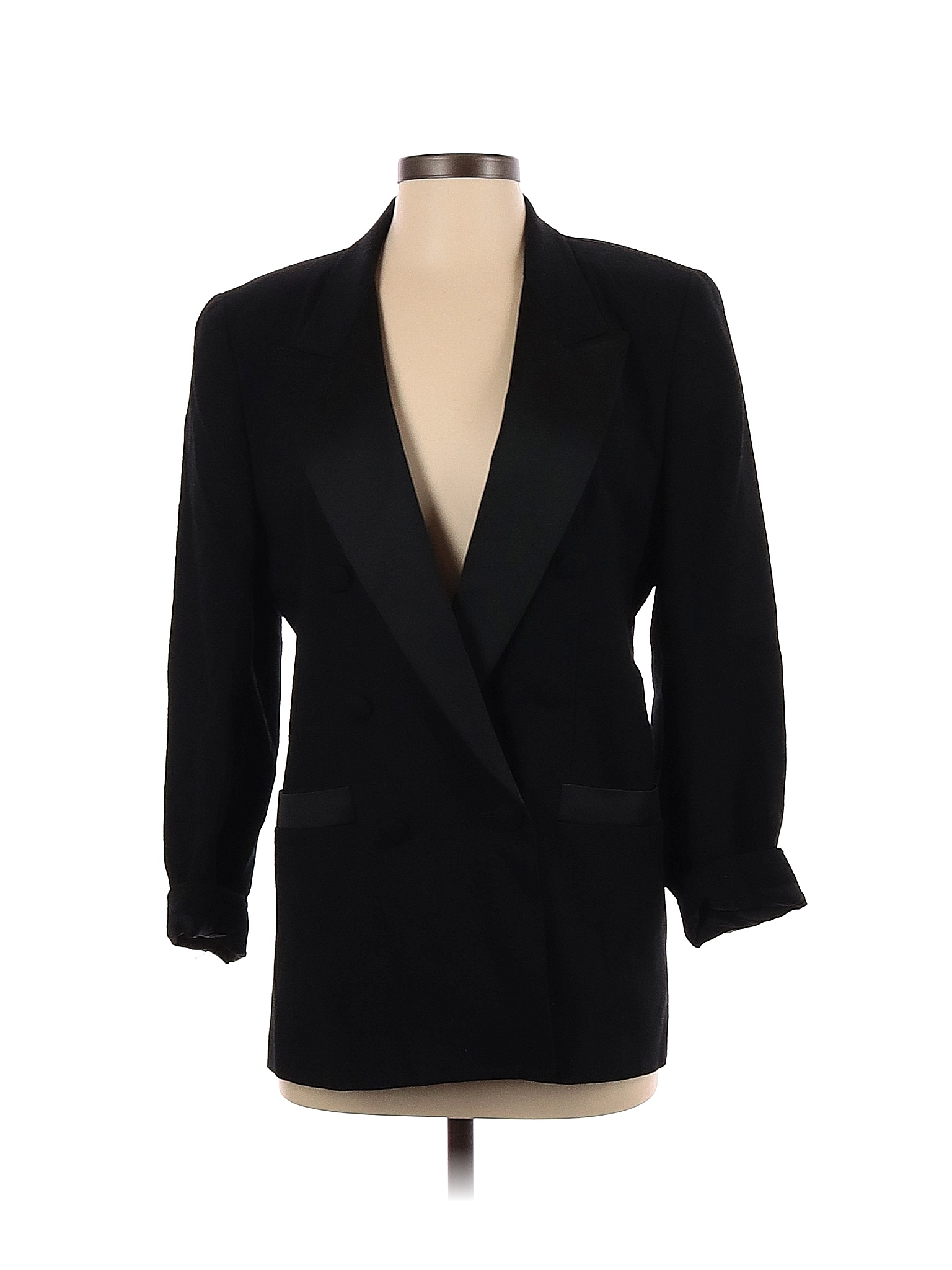 Liz Claiborne 100 Wool Solid Black Wool Blazer Size 4 74 Off Thredup