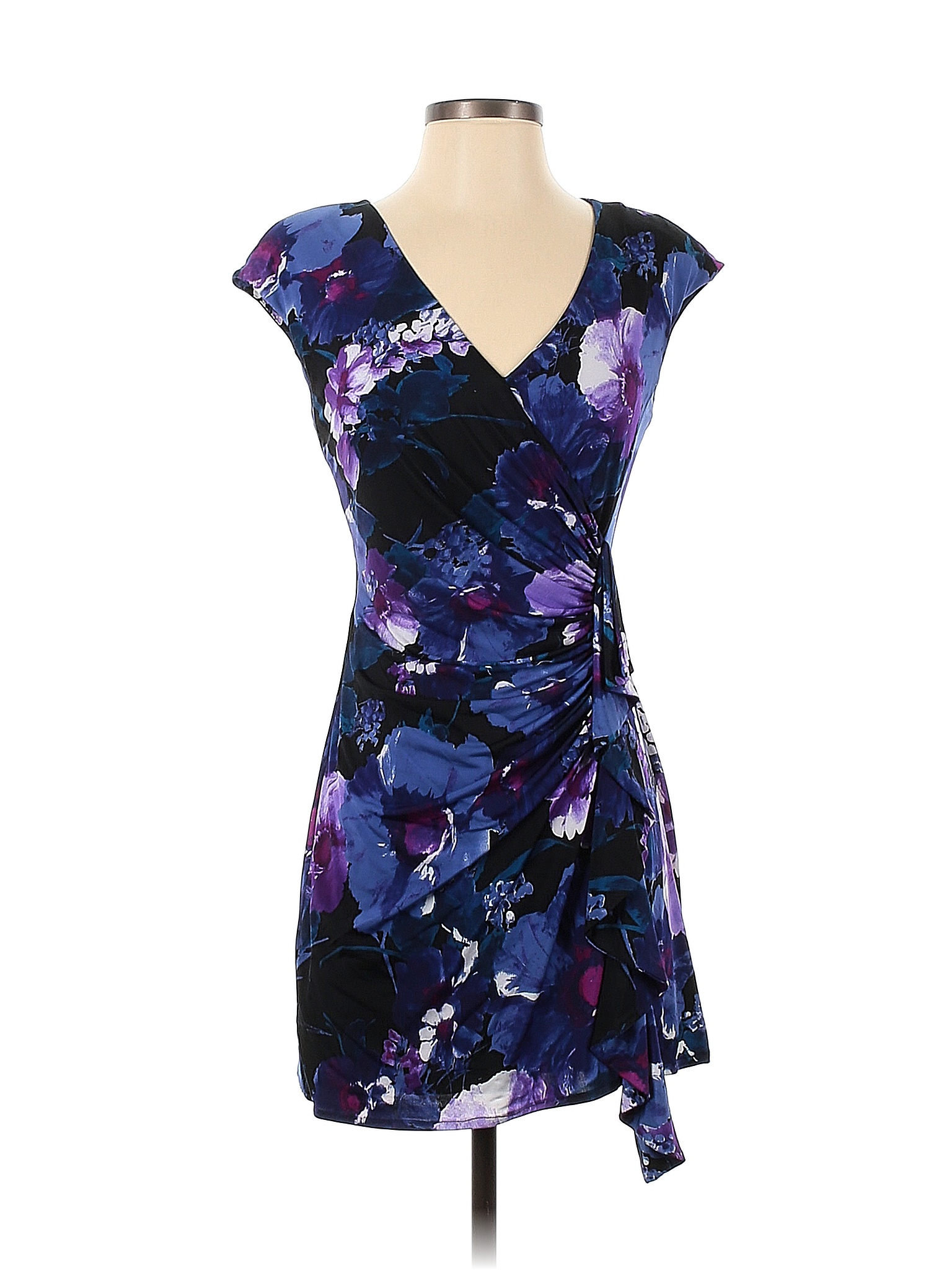 American Living Floral Blue Purple Cocktail Dress Size 4 - 75% off ...