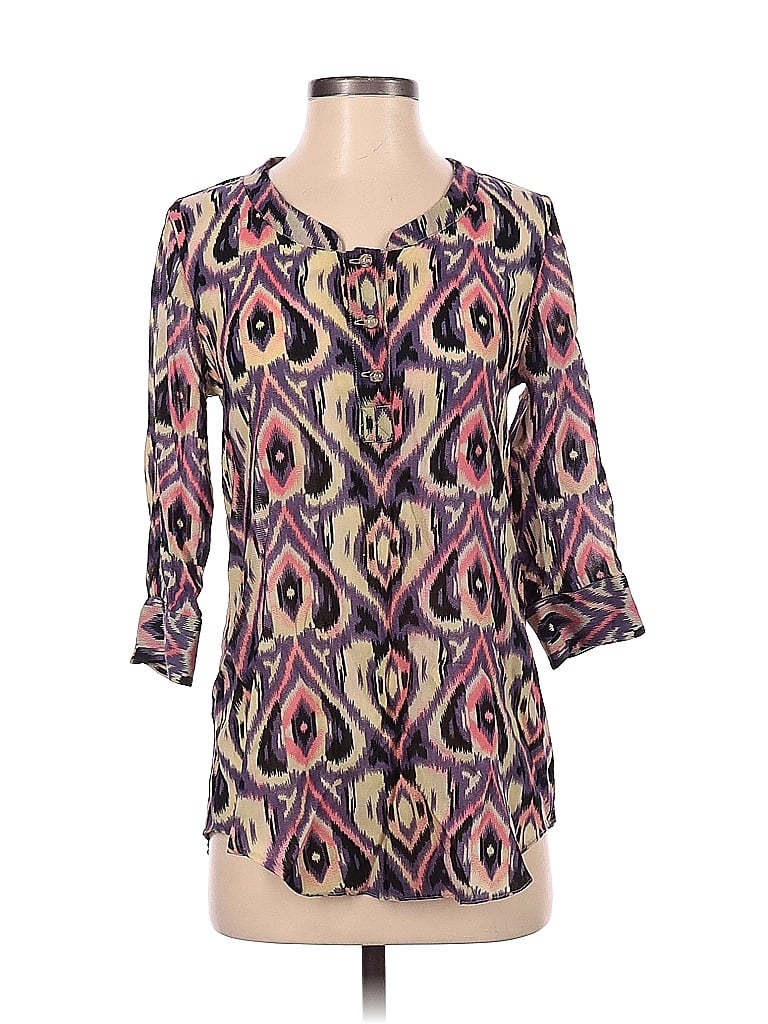Pre-owned James Coviello 3/4 Sleeve Blouse In Purple