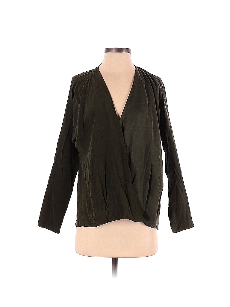 Ramy Brook Solid Green Long Sleeve Silk Top Size XS - photo 1