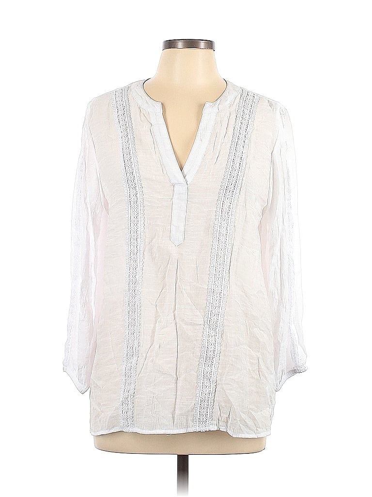 Counterparts Solid White Long Sleeve Blouse Size L - 68% off | thredUP