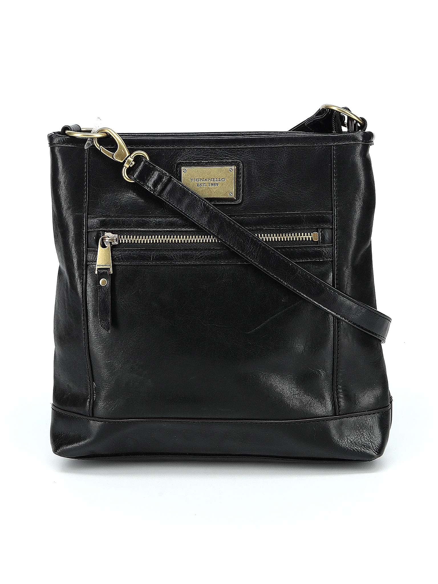 Tignanello Solid Black Leather Crossbody Bag One Size 49 off thredUP