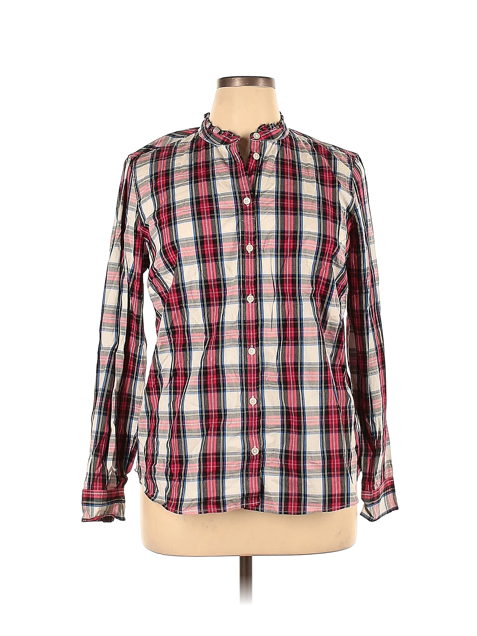 J.Crew Factory Store Plaid Multi Color Red Long Sleeve Button-Down ...