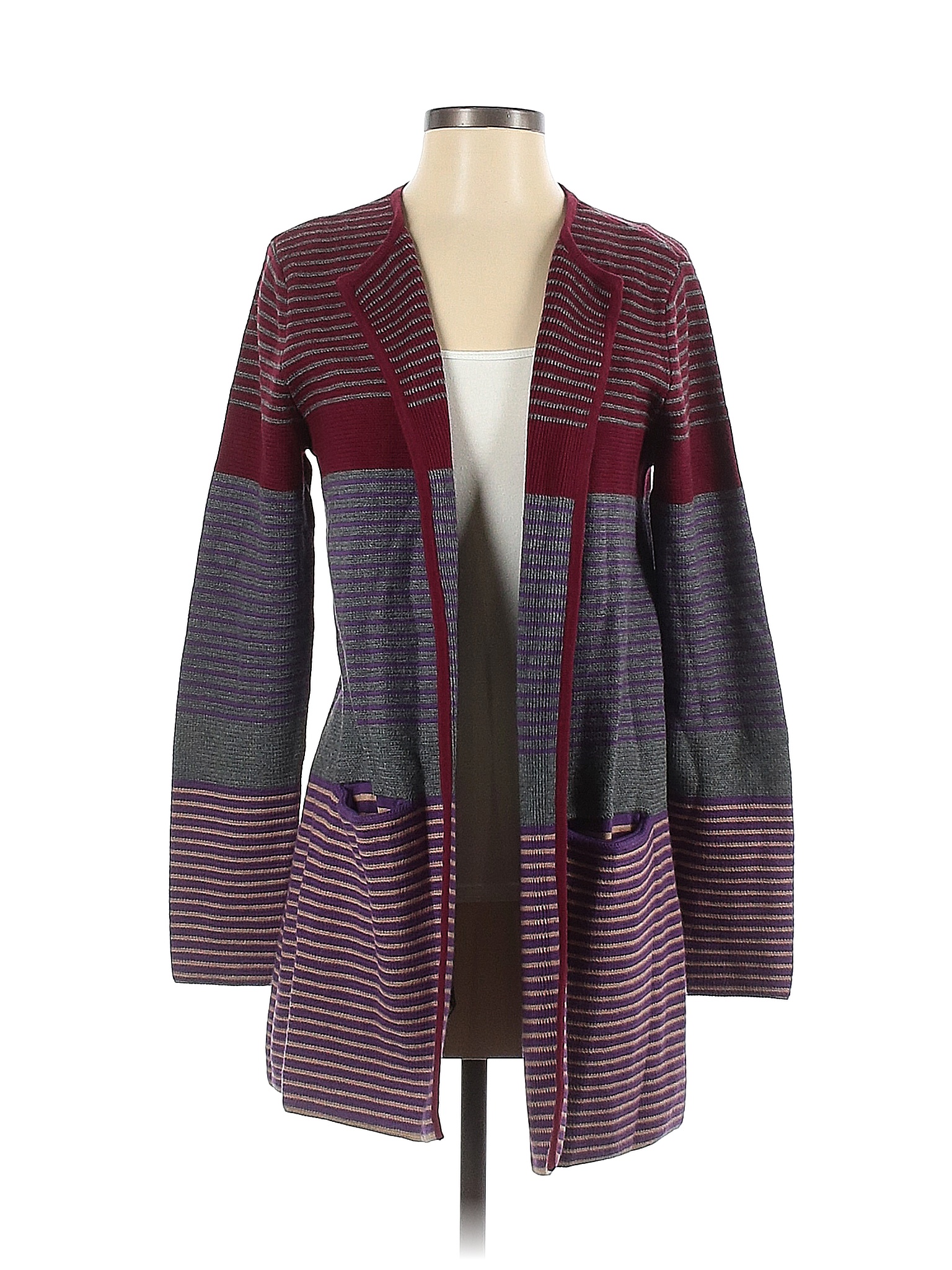 Talbots Colorblock Talbots Color Block Stripes Multi Color Burgundy Cardigan Size S - 83% ...