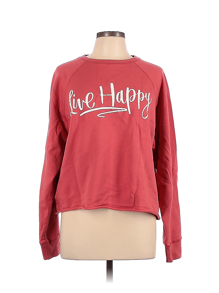Natural Life Graphic Solid Red Pink Sweatshirt Size L - photo 1
