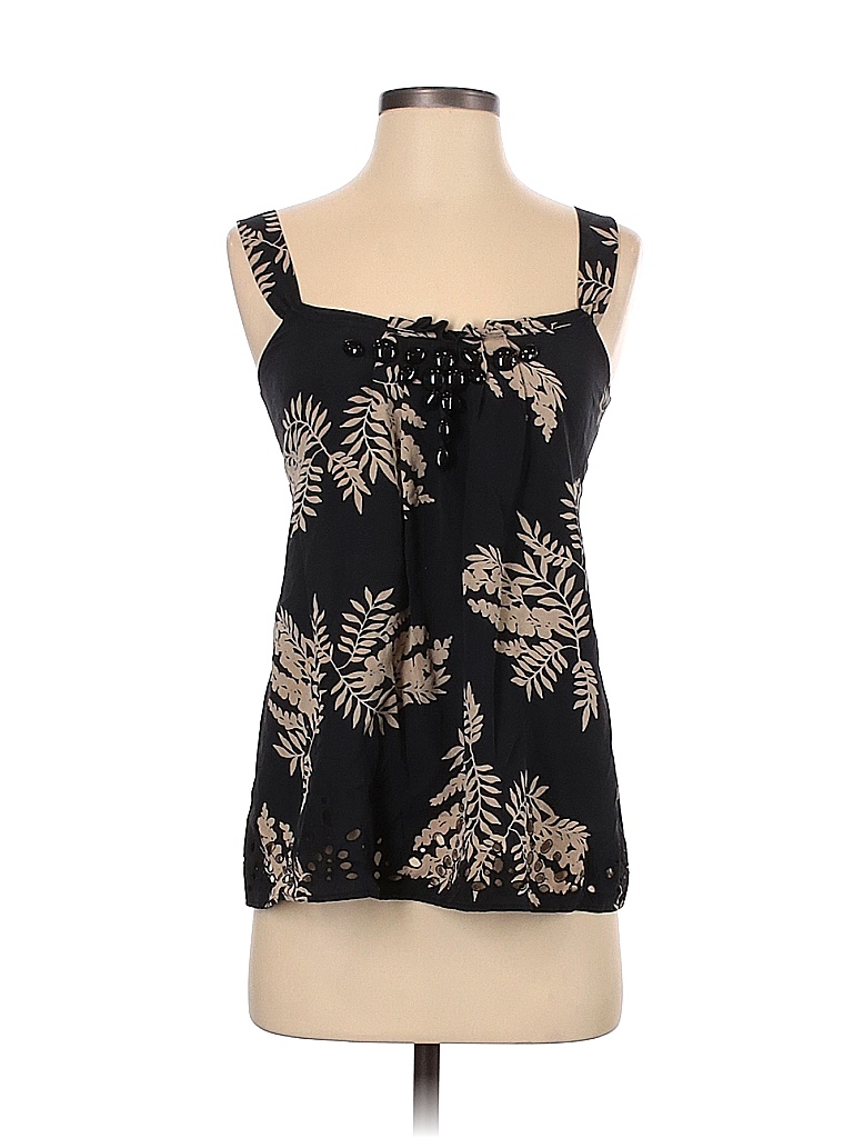 Shoshanna 100% Silk Floral Black Sleeveless Blouse Size 2 - photo 1