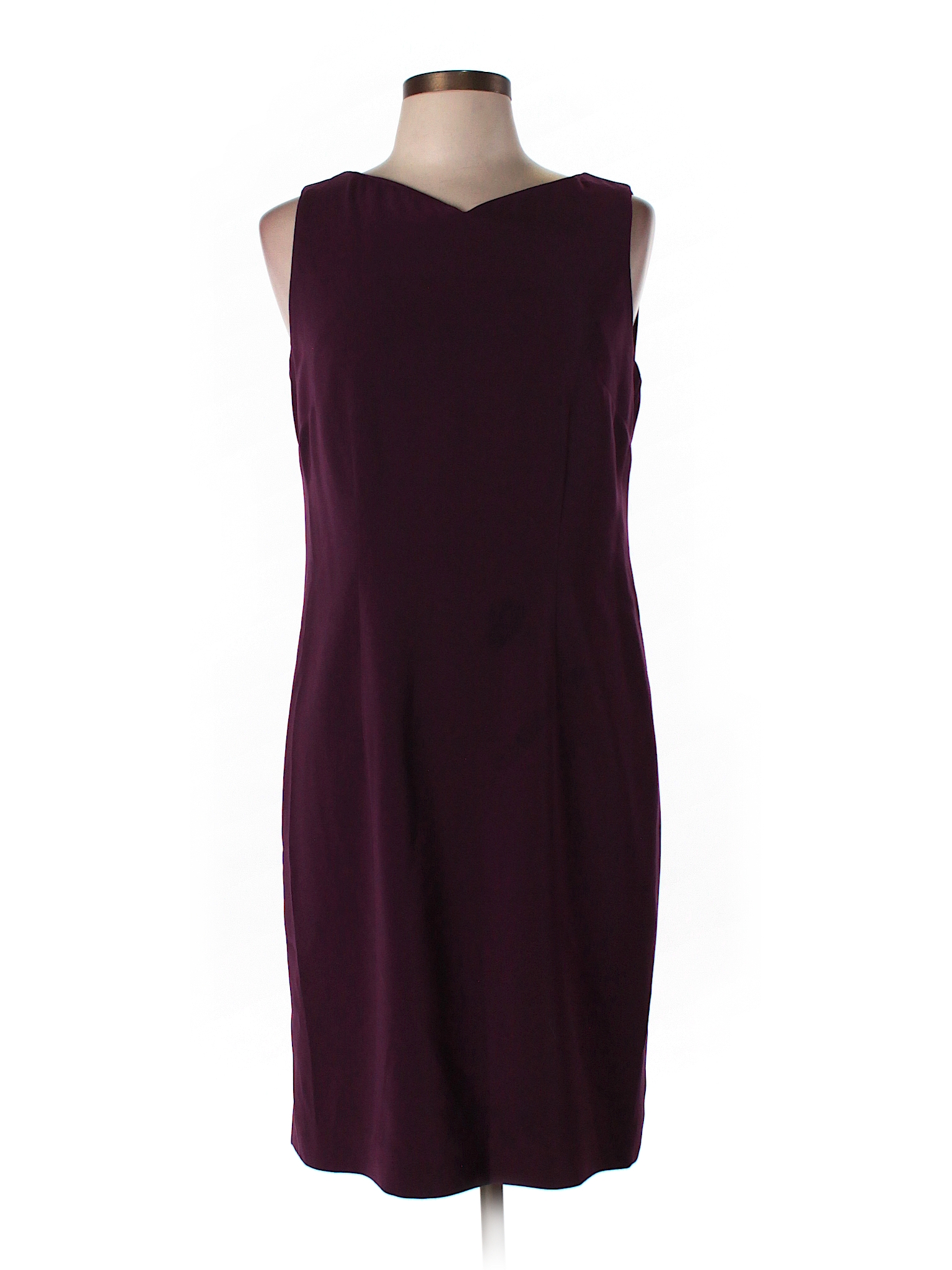 Lord & Taylor 100% Polyester Solid Dark Purple Casual Dress Size 10 ...