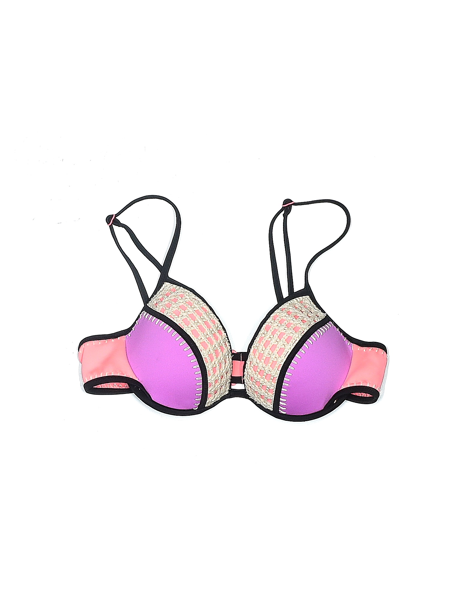 Victoria's Secret Color Block Solid Multi Color Purple Swimsuit Top