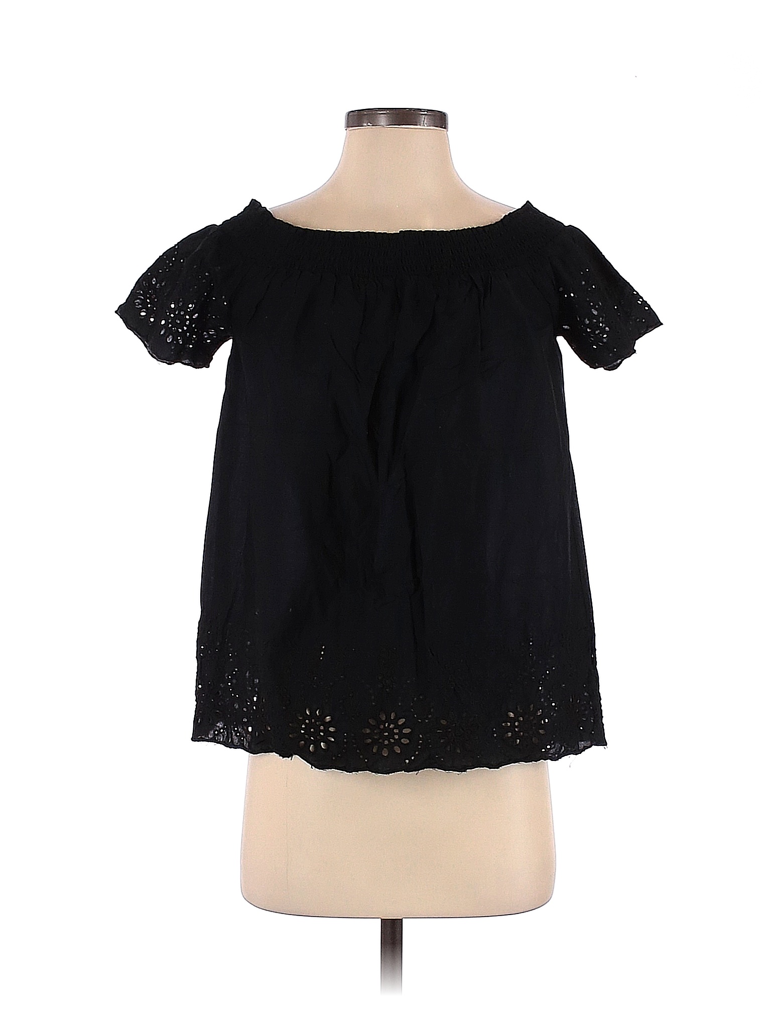 Old Navy 100% Cotton Solid Black Short Sleeve Blouse Size S - 62% off ...