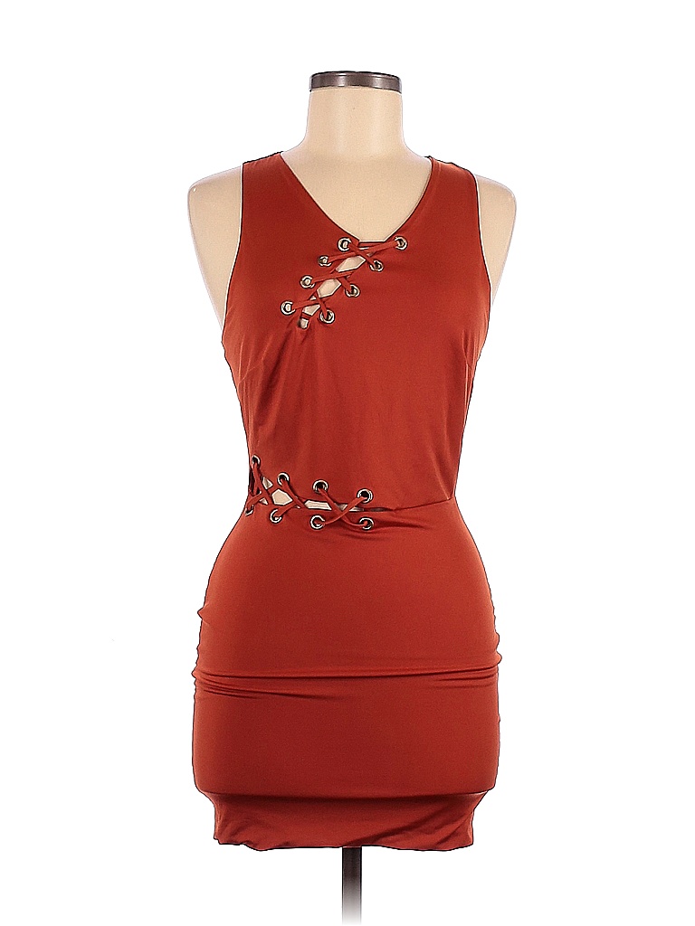 Cristina Solid Colored Orange Cocktail Dress Size M 65 off thredUP