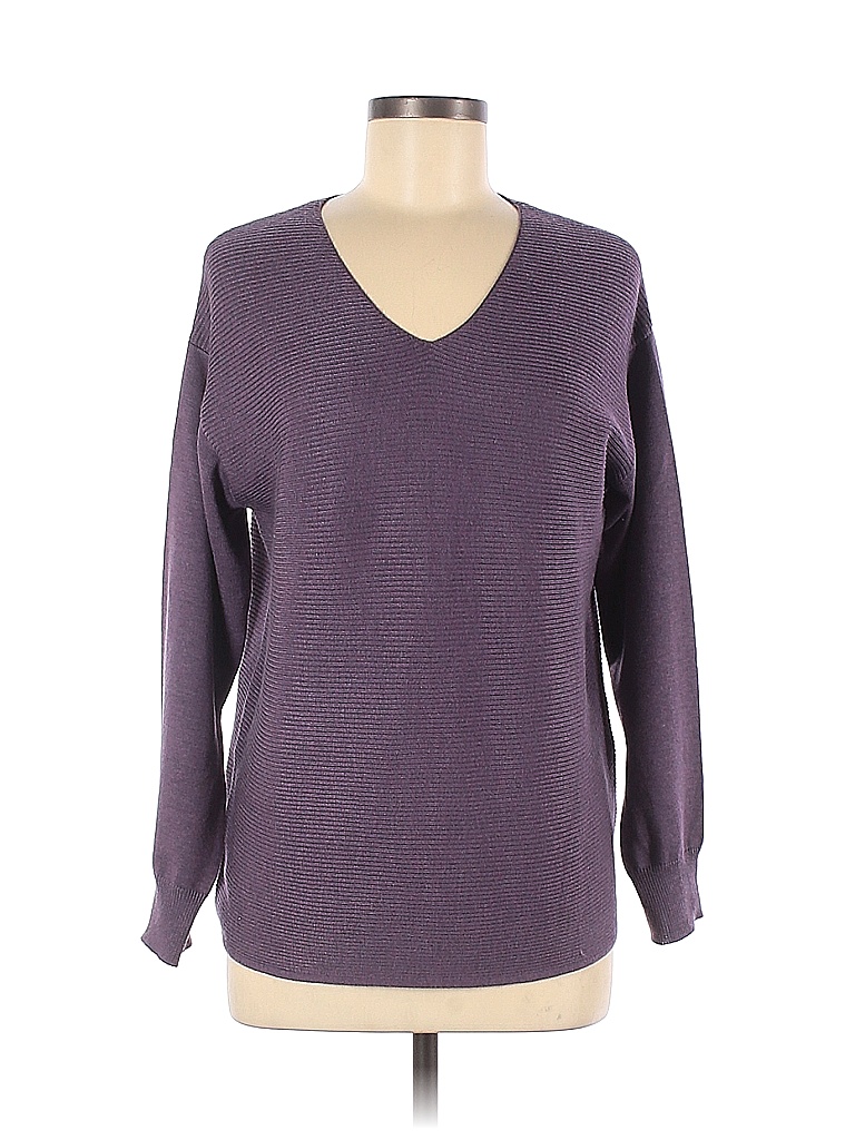 Ella Moss Color Block Solid Colored Purple Long Sleeve Blouse Size M - photo 1