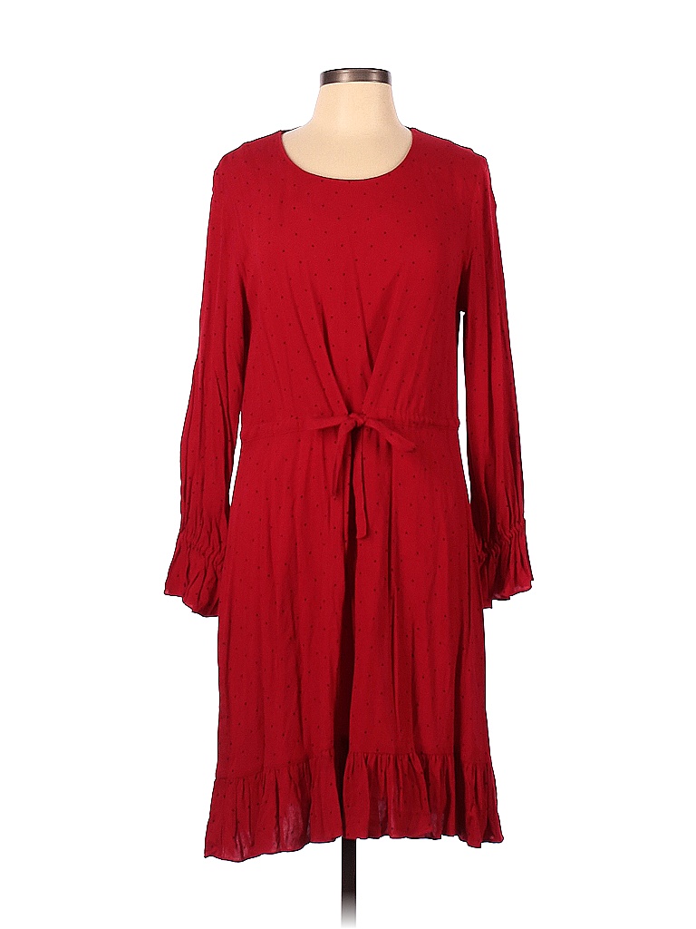 Sahalie 100% Rayon Solid Colored Red Casual Dress Size 12 - 60% off ...