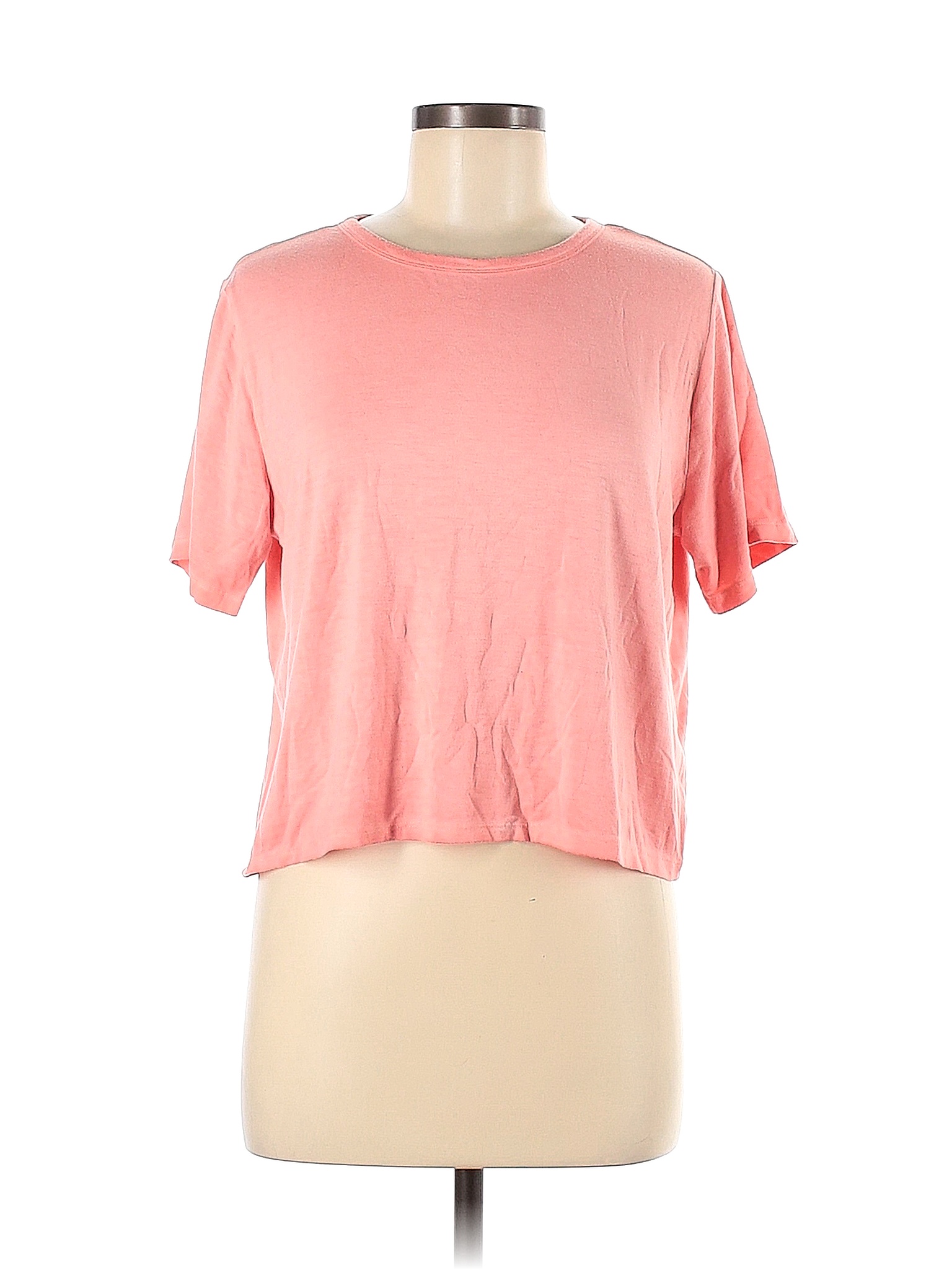 Mya and Nu Solid Colored Pink Short Sleeve T-Shirt Size L - 63% off ...