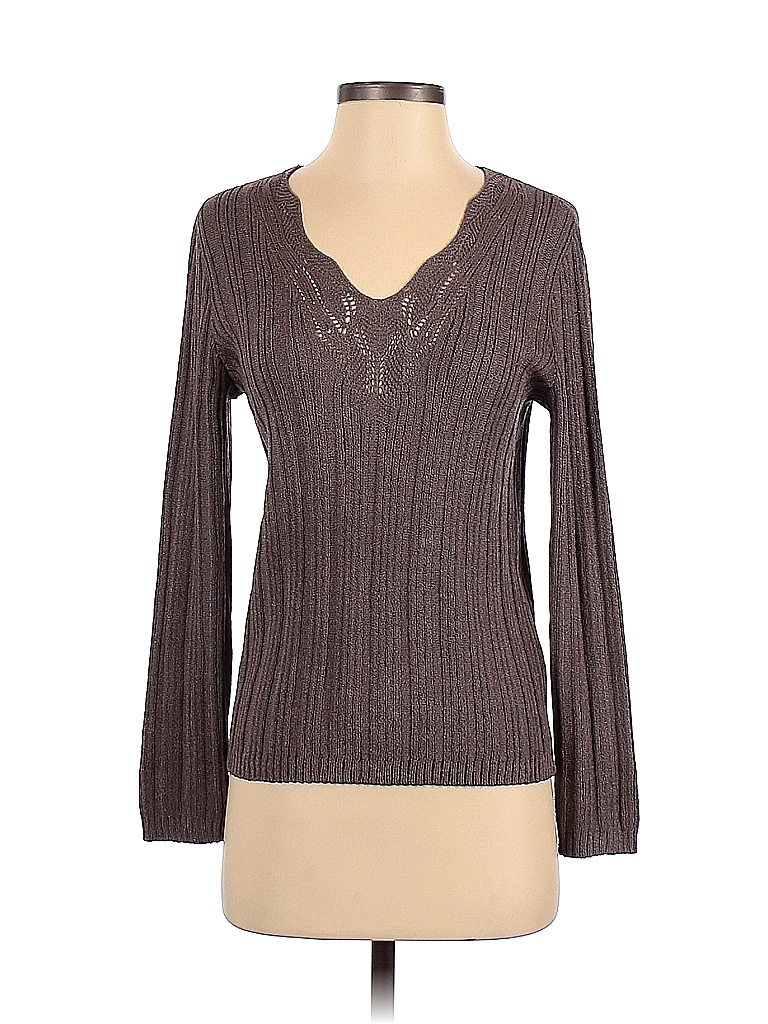 St. John Sport Color Block Solid Brown Wool Pullover Sweater Size S - photo 1