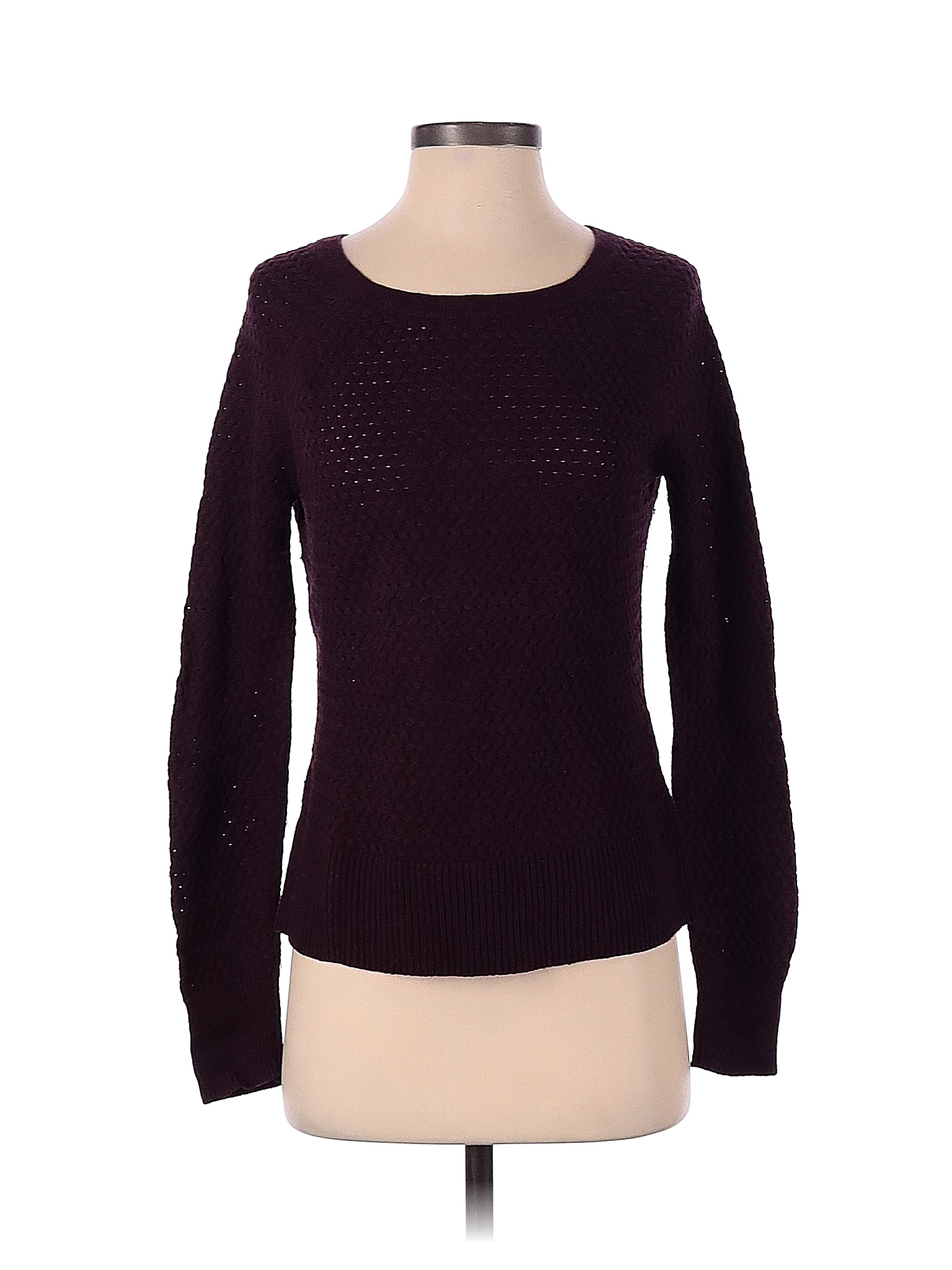 American Eagle Outfitters Color Block Solid Burgundy Pullover Sweater