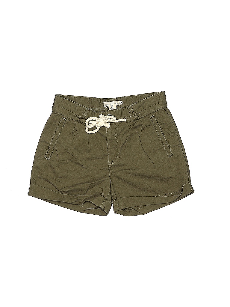 H&M 100% Cotton Solid Tortoise Green Khaki Shorts Size 8 - photo 1