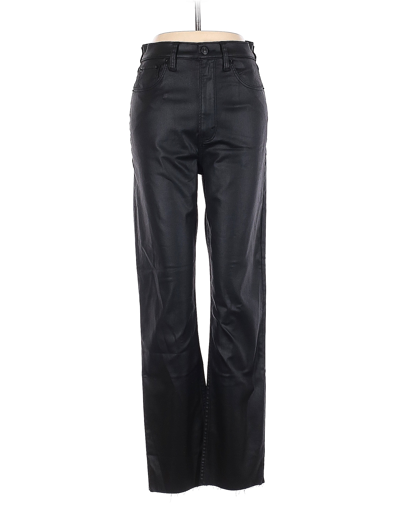 Abercrombie & Fitch Solid Black Faux Leather Pants 28 Waist 60 off