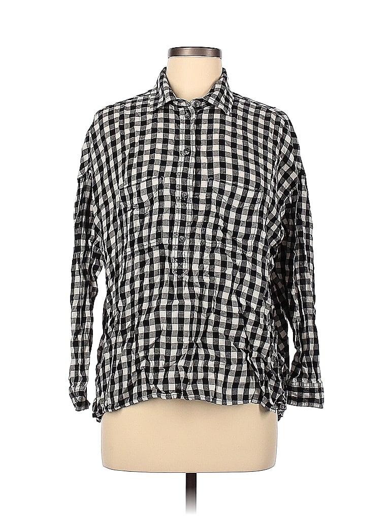 Pre-owned American Eagle Outfitters Long Sleeve Button Down Shirt In Black