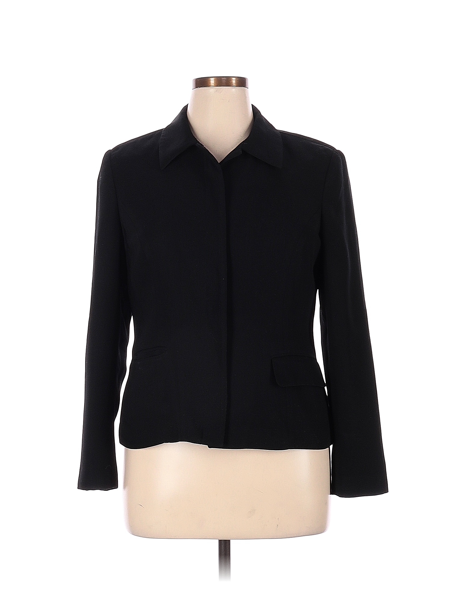 Style&Co 100 Polyester Solid Black Blazer Size 14 (Petite) 86 off