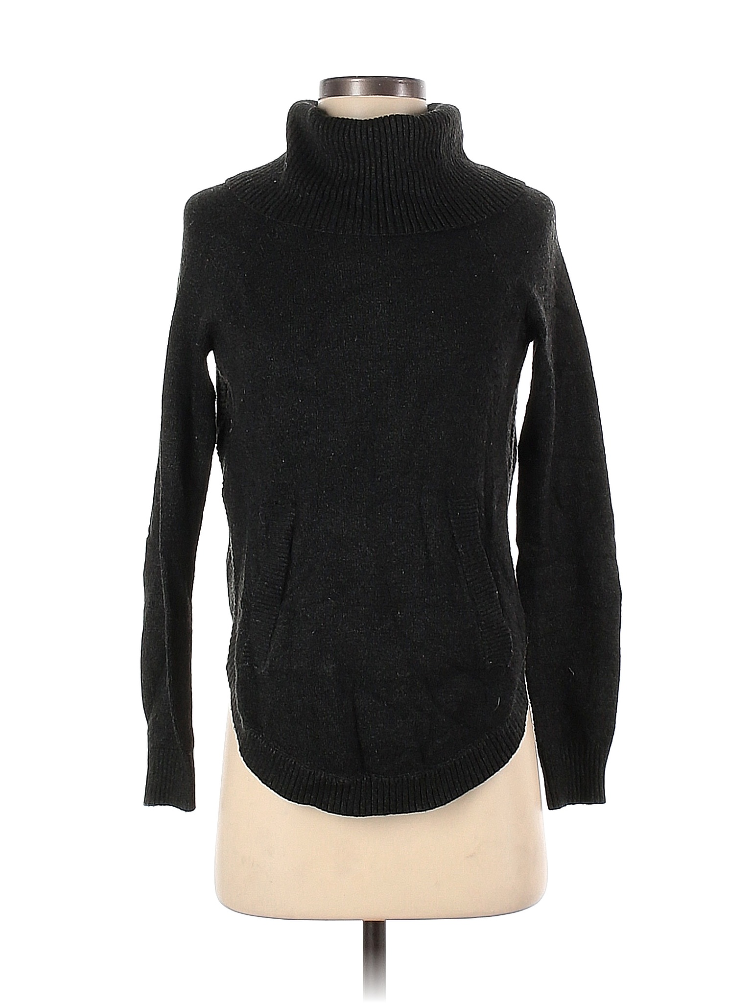 Cable & Gauge Color Block Solid Black Turtleneck Sweater Size XS - 60% ...