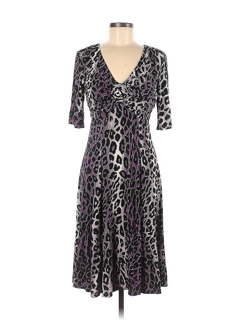 Metrostyle Animal Print Leopard Print Multi Color Purple Casual Dress