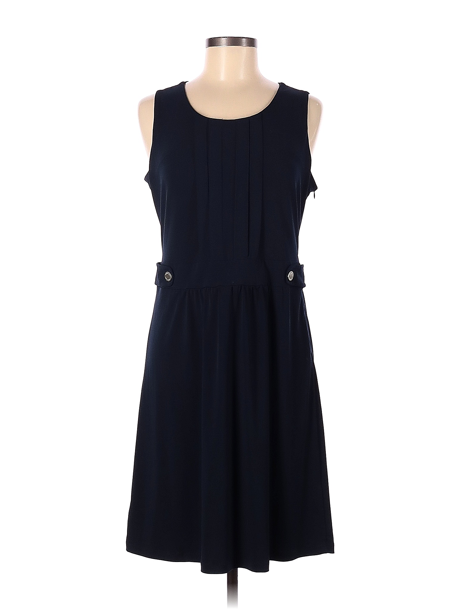 Calvin Klein 100% Polyester Solid Navy Blue Casual Dress Size M - 73% ...