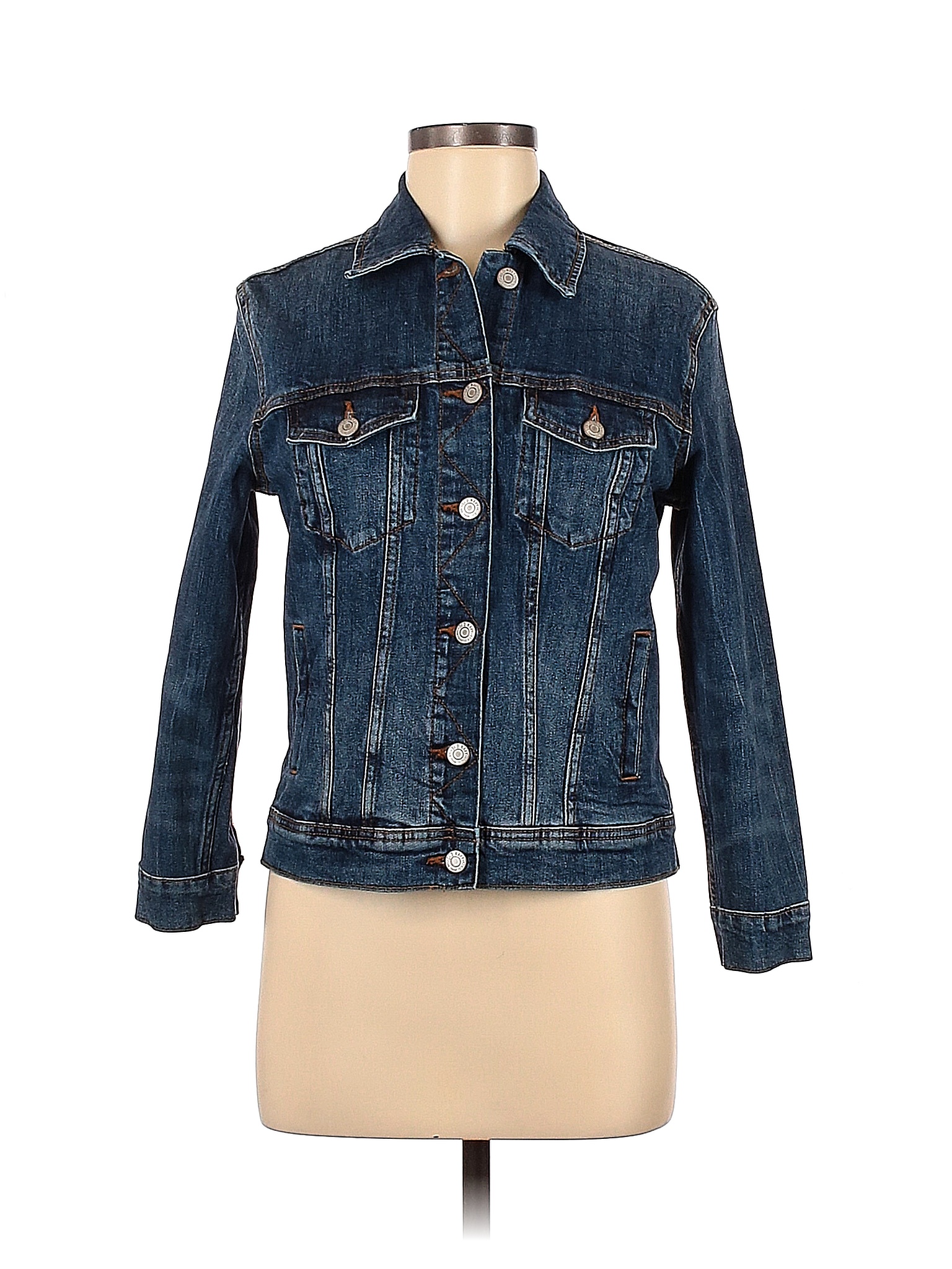 Old Navy Solid Blue Denim Jacket Size S - 60% Off | ThredUP