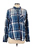 Current/Elliott 100% Cotton Plaid Blue Long Sleeve Button-Down Shirt Size Med (2) - photo 1
