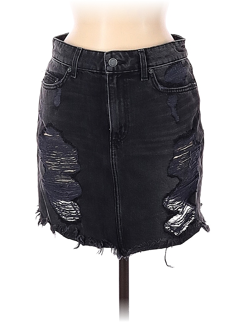 Carmar 100% Cotton Solid Black Denim Skirt 28 Waist - photo 1