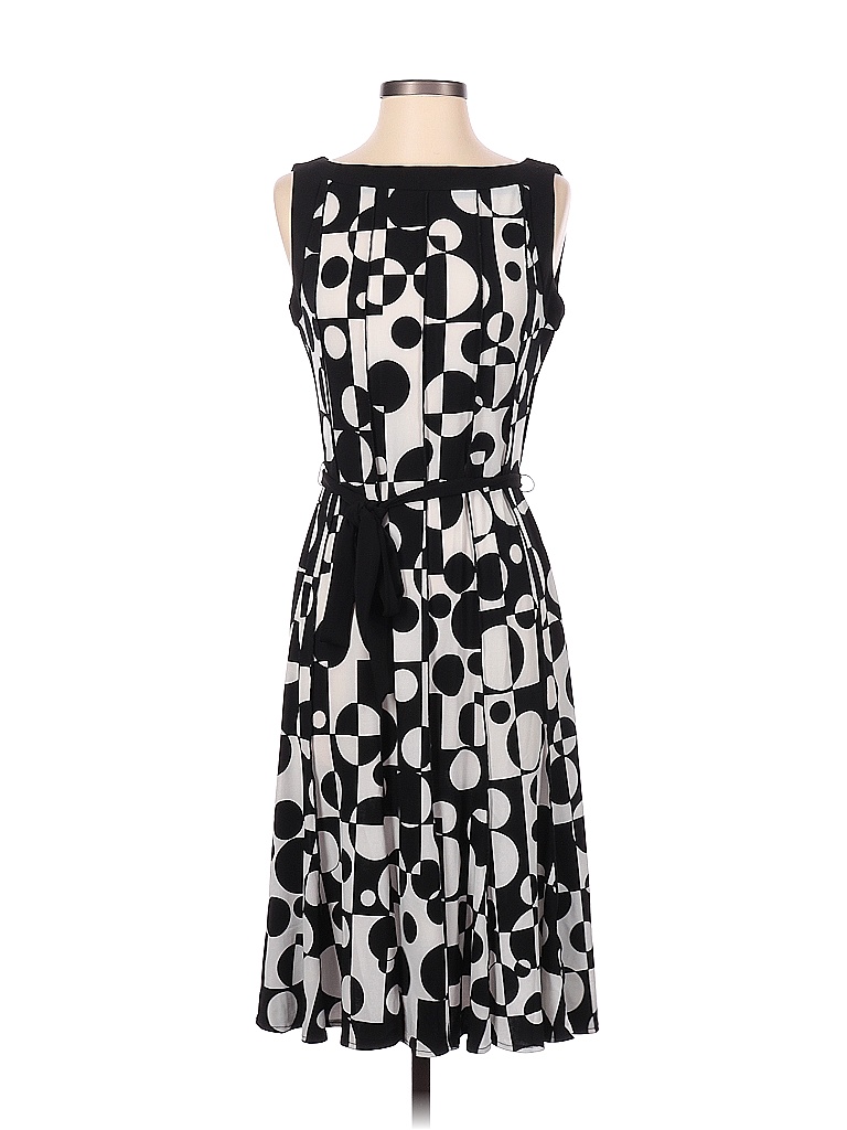 Robe Dressbarn Noire Doublée - Imprimé Sur Le Bustier - Taille 12 - Longueur Genou - Sans Manches