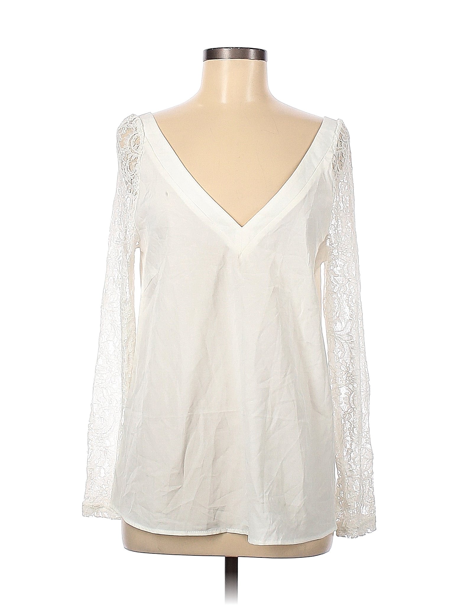 Sheilay Solid White Ivory Long Sleeve Blouse Size M 66 Off Thredup