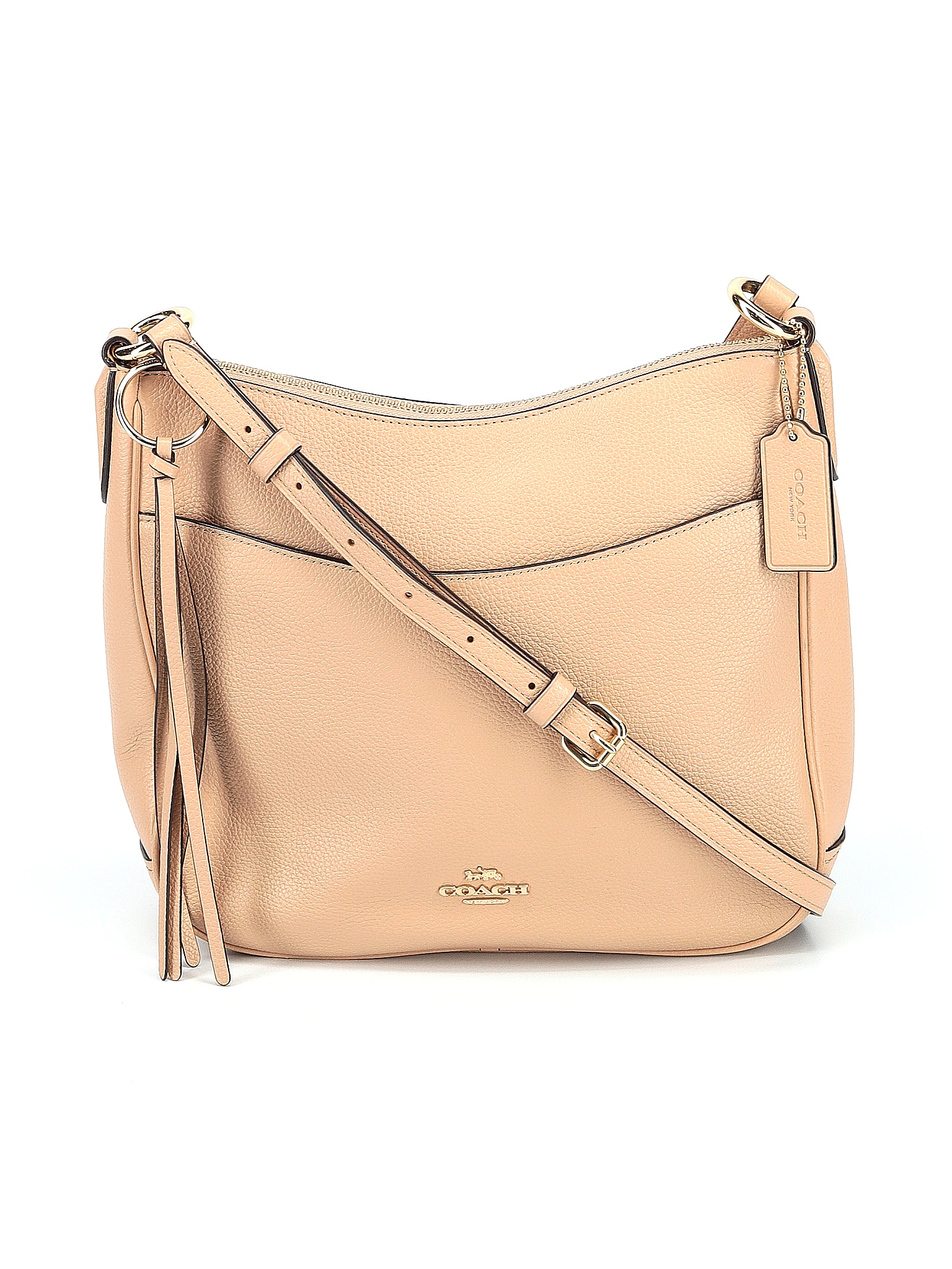 Coach 100 Leather Solid Colored Tan Leather Crossbody Bag One Size