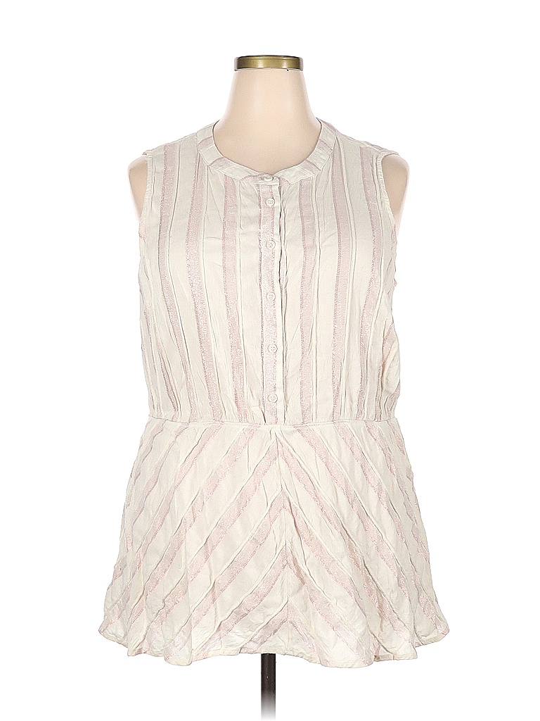 Lane Bryant Stripes Ivory Sleeveless Blouse Size 22 (Plus) - 61% off ...