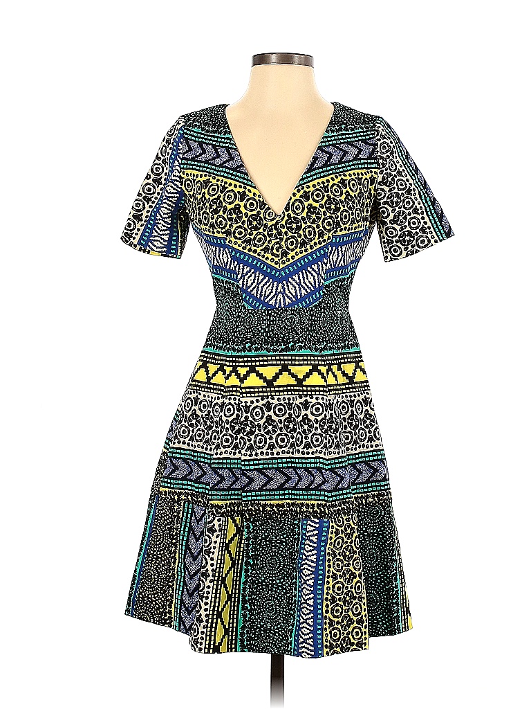 Plenty By Tracy Reese Aztec Or Tribal Print Multi Color Yellow Casual Dress Size 4 - photo 1