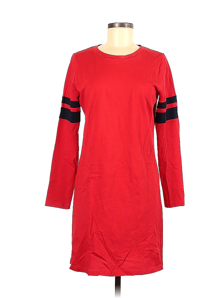 1901 100% Cotton Color Block Solid Colored Red Casual Dress Size S - photo 1