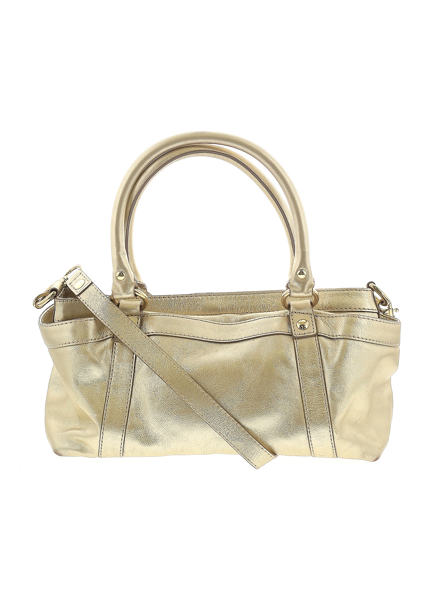 J.Crew 100 Leather Solid Metallic Gold Leather Satchel One Size 76 off thredUP