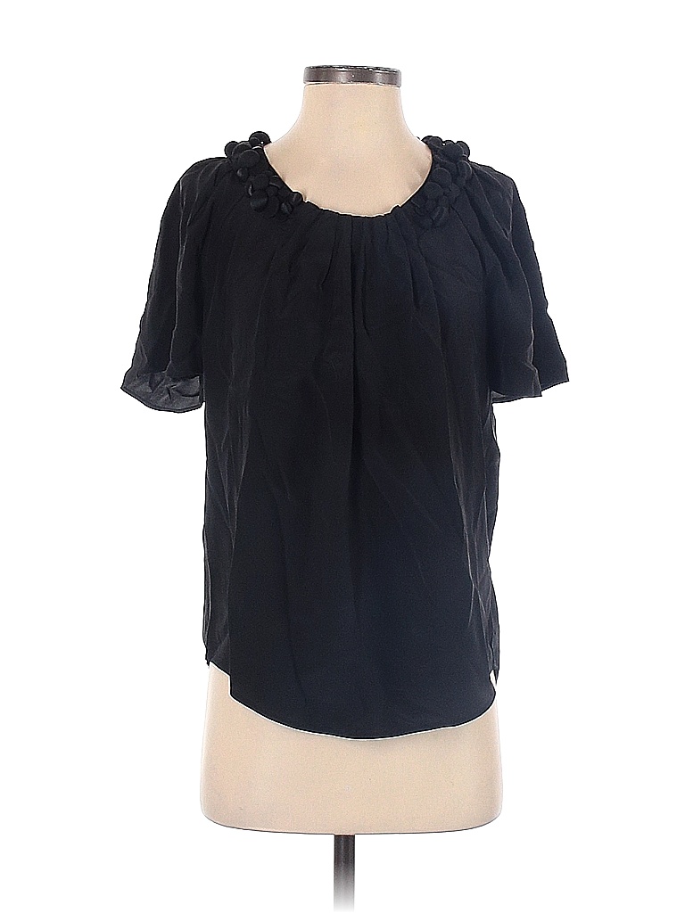 HUGO by HUGO BOSS 100% Silk Black Short Sleeve Silk Top Size 4 - 93% ...