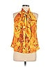 7th Avenue Design Studio New York & Company 100% Polyester Tropical Colored Orange Sleeveless Blouse Size S - photo 1